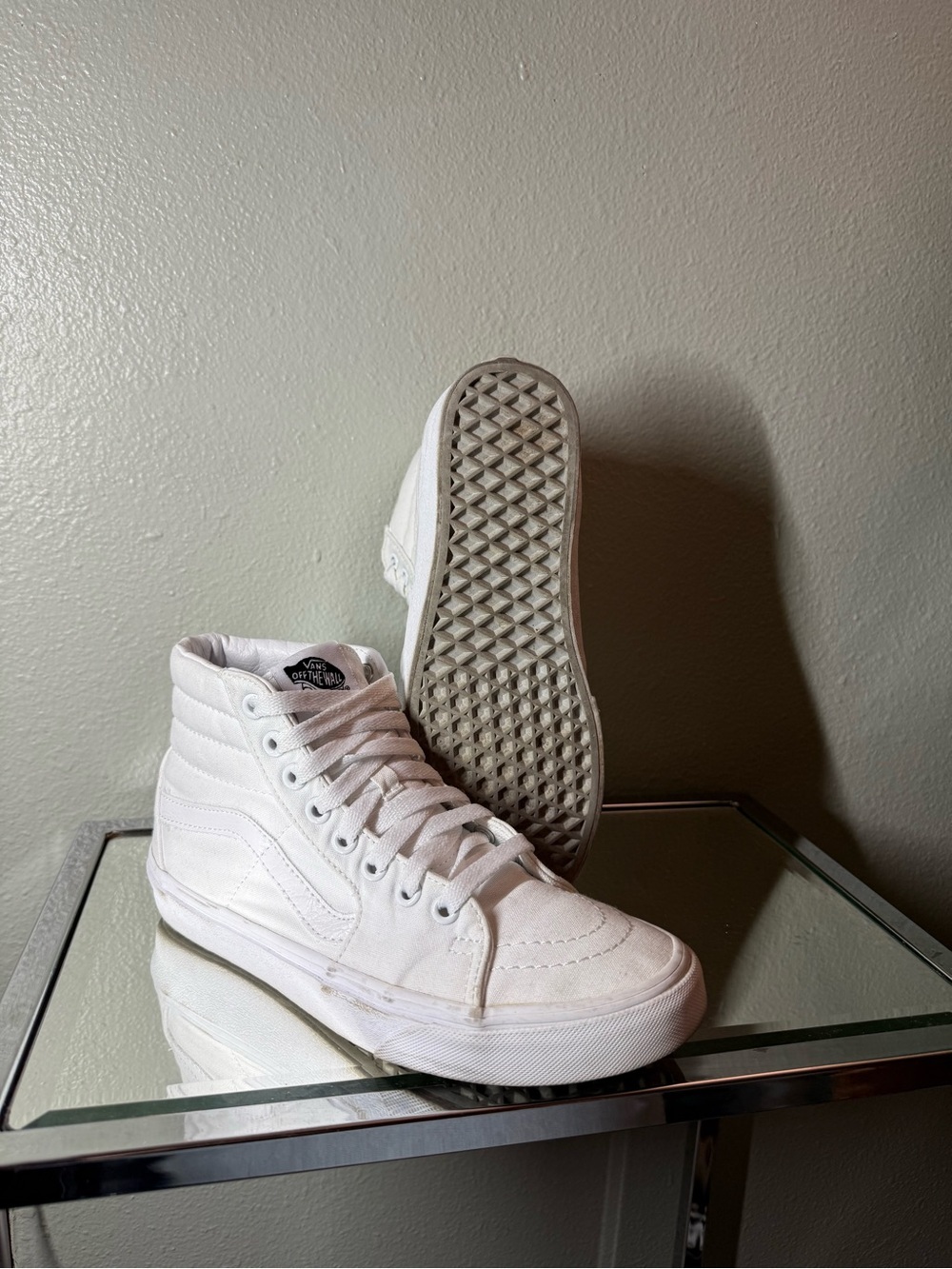 Vans Sk8-Hi True White Canvas High Top Sneakers Women’s 7 Men’s 5.5 - Picture 3 of 9